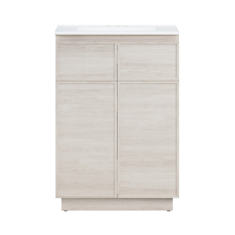 St. Tropez 24" Freestanding Bathroom Vanity in White Oak with 3-Hole Centerset Sink Top