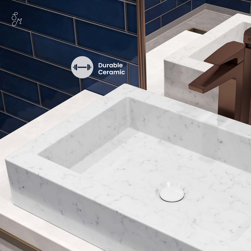 Voltaire 22" Ceramic Vessel Bathroom Sink in Static White