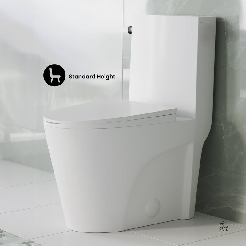 St. Tropez One-Piece 10" Rough-in 1.28 GPF Left Flush Elongated Toilet in Glossy White