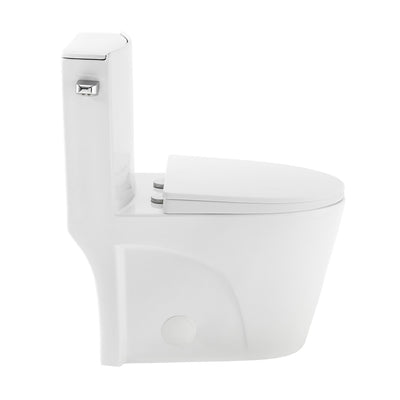 St. Tropez One-Piece 10" Rough-in 1.28 GPF Left Flush Elongated Toilet in Glossy White