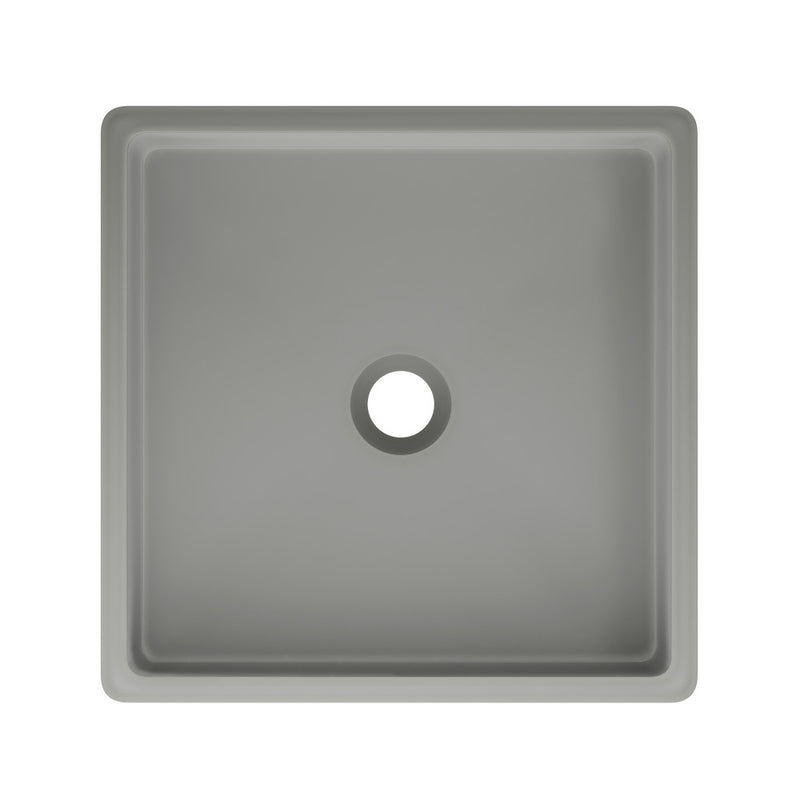 Lisse 15.5" Square Concrete Vessel Bathroom Sink in Dark Grey