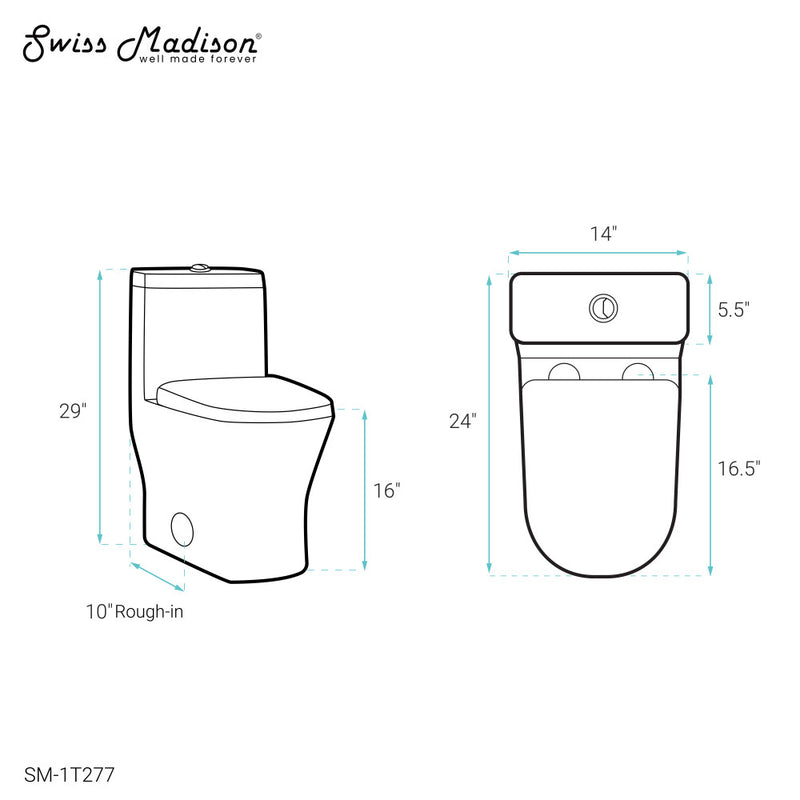 Sublime II One-Piece 10" Rough-in 1.1/1.6 GPF Dual Top Flush Round Compact Toilet in Glossy White