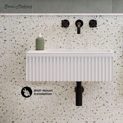 Delice 24" Rectangle Wall-Mount Bathroom Sink in Matte White