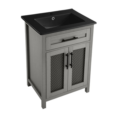 Brusque 24" Freestanding Bathroom Vanity in Natural Oak with Sink Top