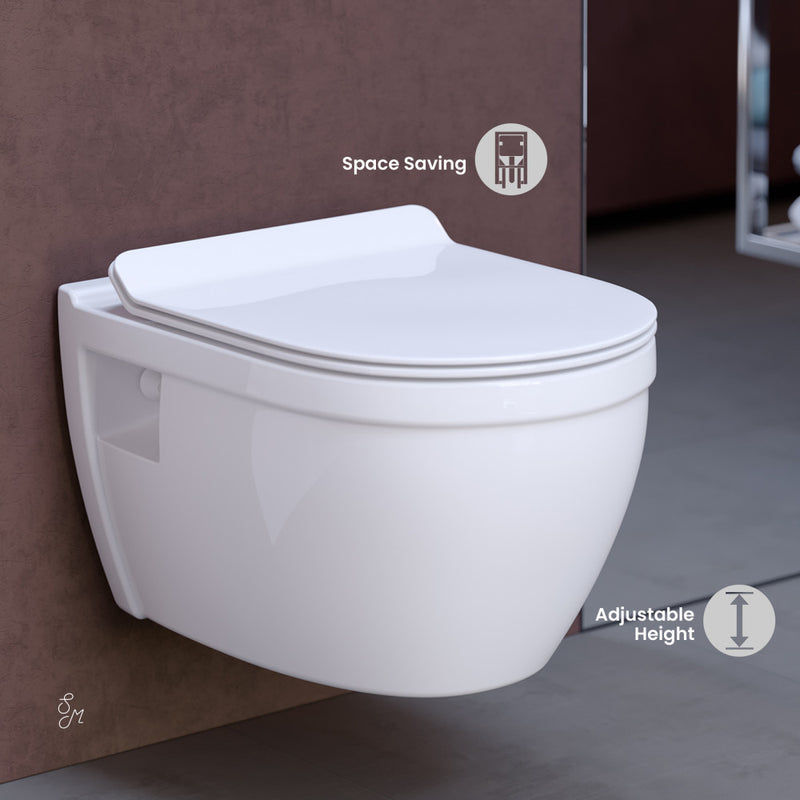 Ivy Wall-Hung Toilet Bundle 0.8/1.6 GPF Dual Flush in Glossy White with Flush Plate