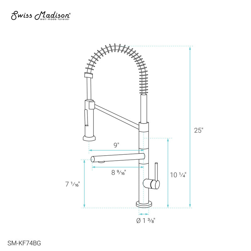 Nouvet Single Handle, Pull-Down Kitchen Faucet with Pot Filler in Brushed Gold