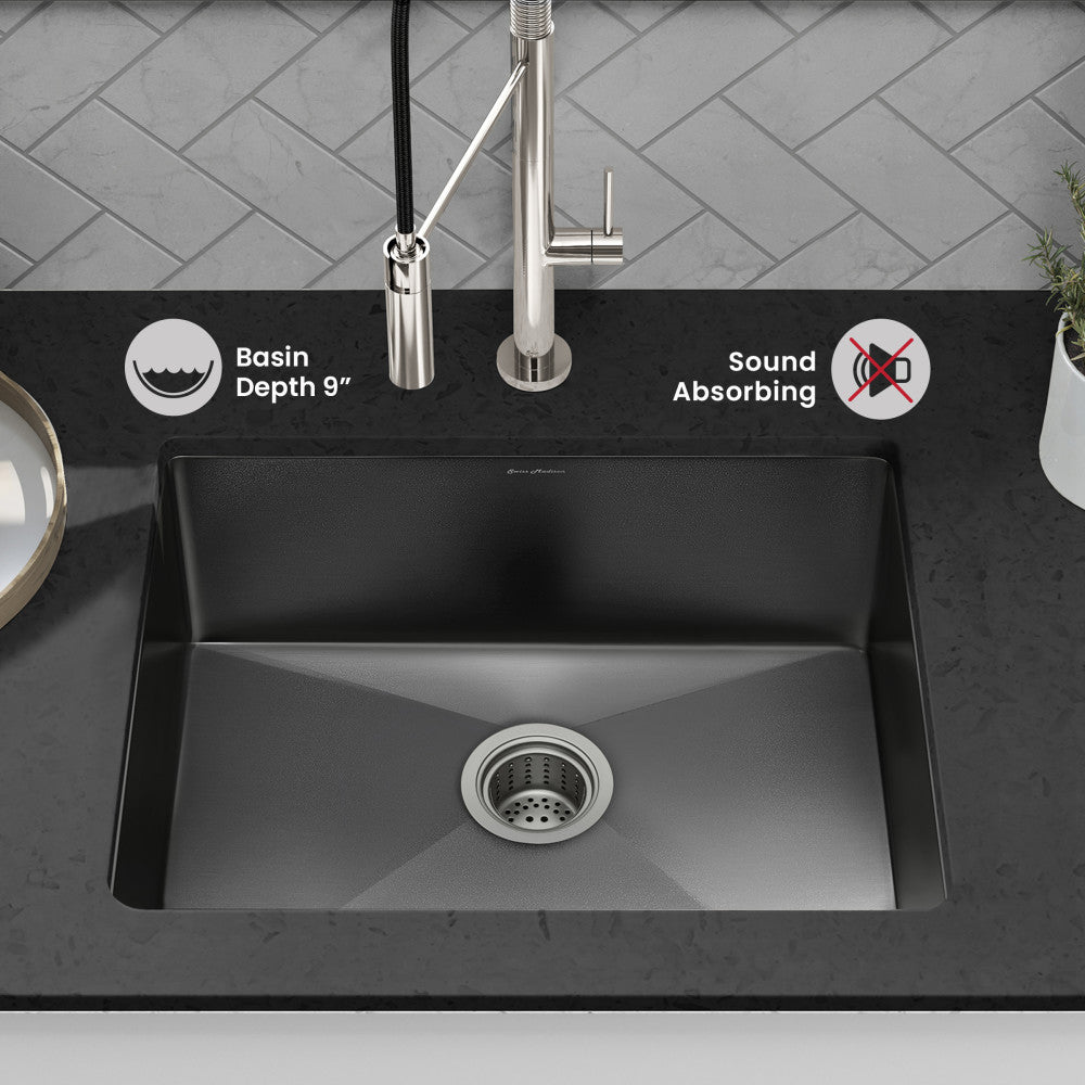 Rivage 23 x 18 Stainless Steel, Single Basin, Undermount Kitchen Sink, Black