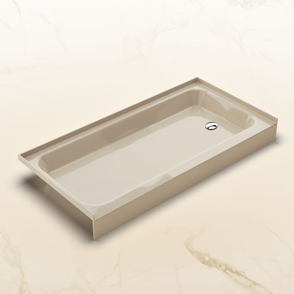 Voltaire 60 x 30 Shower Pan Base with Right Drain in Glossy Bisque