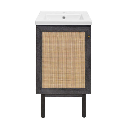 Classe 18" Freestanding Bathroom Vanity in Black Oak with Sink Top