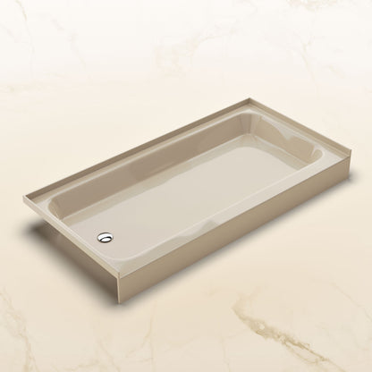 Voltaire 60 x 30 Shower Pan Base with Left Drain in Glossy Bisque