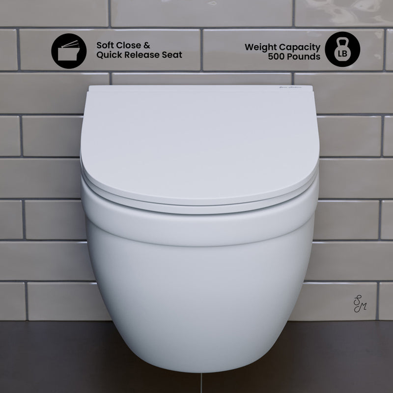 Ivy Wall-Hung Elongated Toilet Bowl Only in Matte White