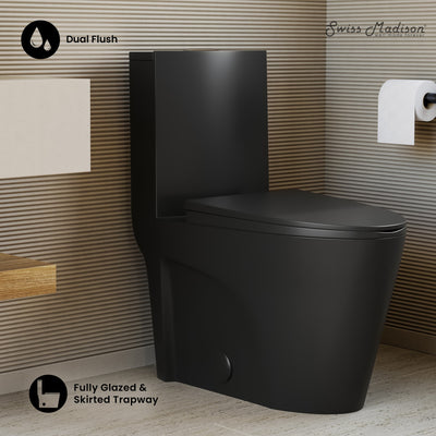 St. Tropez One-Piece 14" Rough-in 1.1/1.6 GPF Dual Top Flush Elongated Toilet in Matte Black