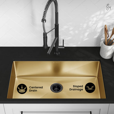 Rivage 32 x 19 Stainless Steel, Single Basin, Undermount Kitchen Sink, Gold