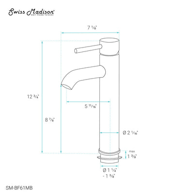 Ivy Single Hole, Single-Handle, High Arc Bathroom Faucet in Matte Black