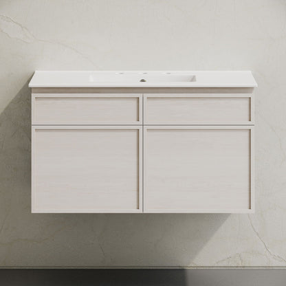 St. Tropez 36" Wall-Mounted Bathroom Vanity in White Oak with 3-Hole Widespread Sink Top