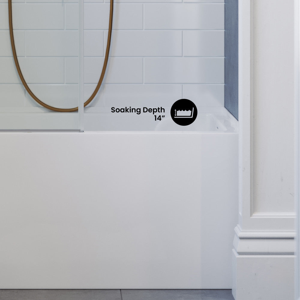 Voltaire 48" x 30" Right-Hand Drain Alcove Integrated Armrest Bathtub with Apron
