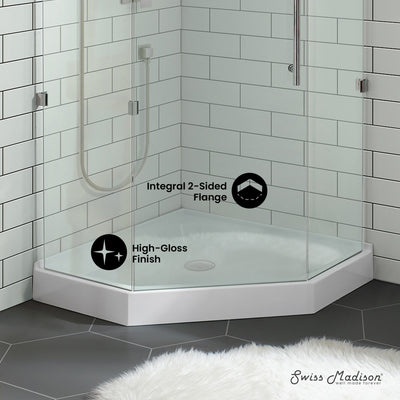 Voltaire 42" x 42" Acrylic White, Single-Threshold, Center Drain, Neo-angle Shower Base