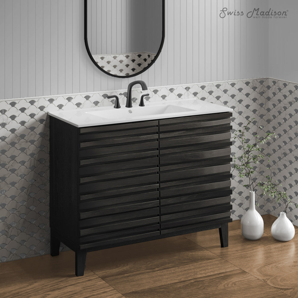 Cascade 30" Freestanding Bathroom Vanity in Black Oak with 3-Hole Widespread Sink Top