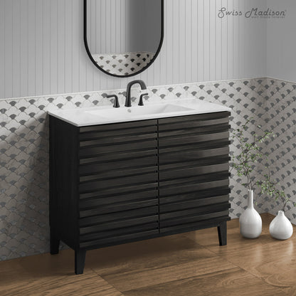 Cascade 30" Freestanding Bathroom Vanity in Black Oak with 3-Hole Widespread Sink Top