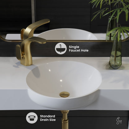 Chateau 30" Wall-Mounted Sink Center Basin with Left Side Faucet Mount in Glossy White