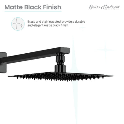 Concorde Single-Handle 1 Spray 8" Wall Mounted Fixed Shower Head in Matte Black (Valve Included)