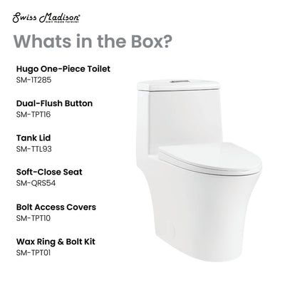 Hugo One Piece Elongated Dual Flush Toilet 1.1 / 1.6 gpf