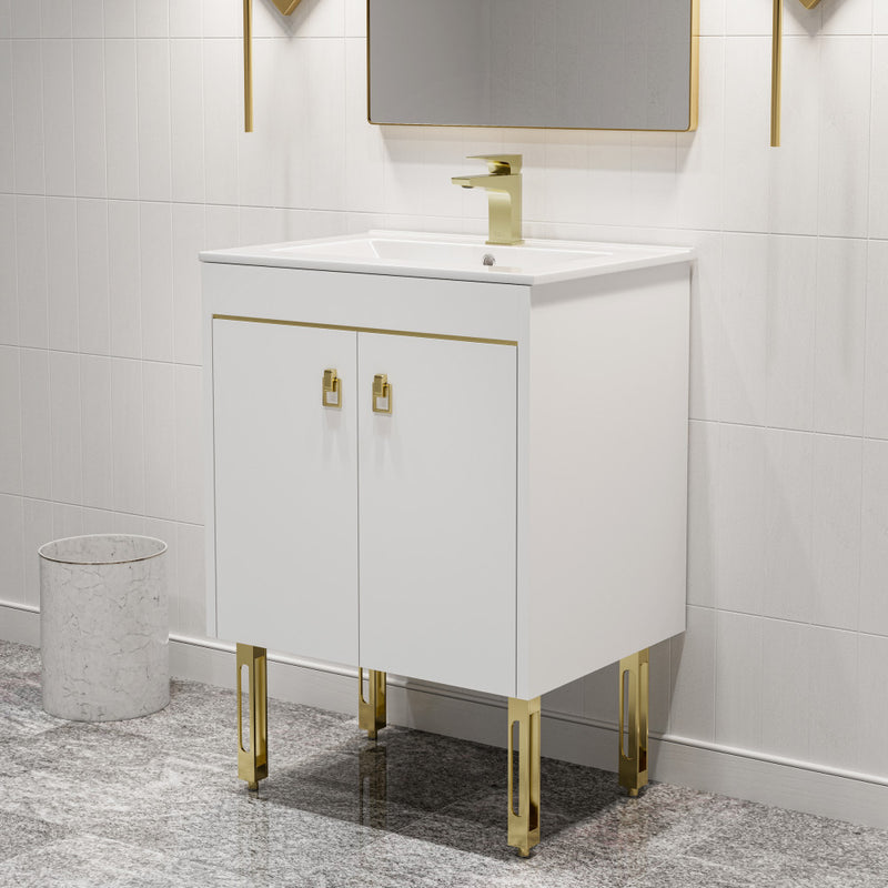 Lumiére 24" Freestanding Bathroom Vanity in White with Sink Top