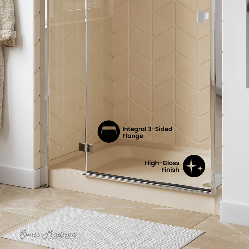 Voltaire 48" x 36" Single-Threshold, Right-Hand Drain, Shower Base in Biscuit