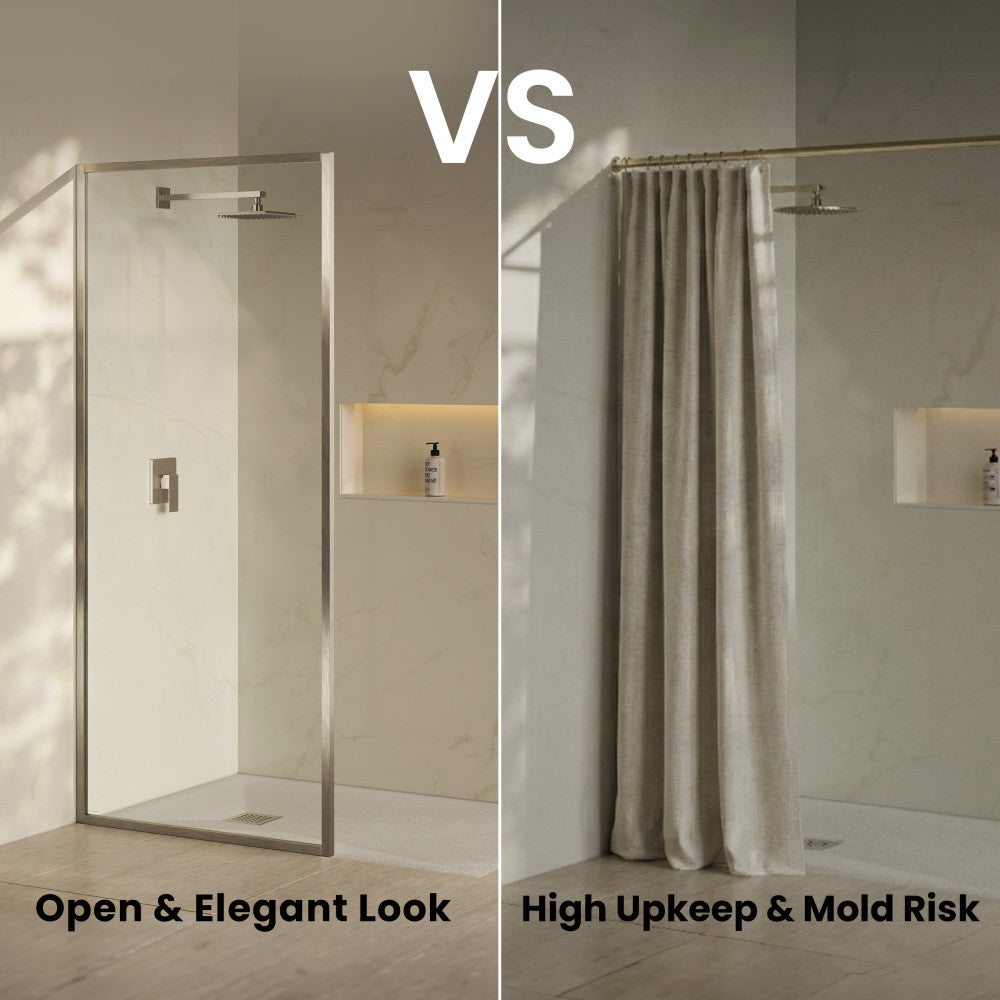 Pierre 34 x 76 Framed Fixed 3/8 in. (10mm) Clear Tempered Glass Shower Door with Nickel Brushed Frame