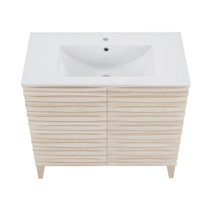 Cascade 30" Freestanding Bathroom Vanity in White Oak with Sink Top