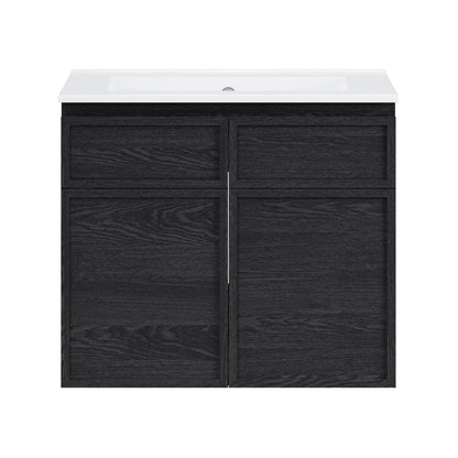 St. Tropez 24" Wall-Mounted Bathroom Vanity in Black Oak with Sink Top