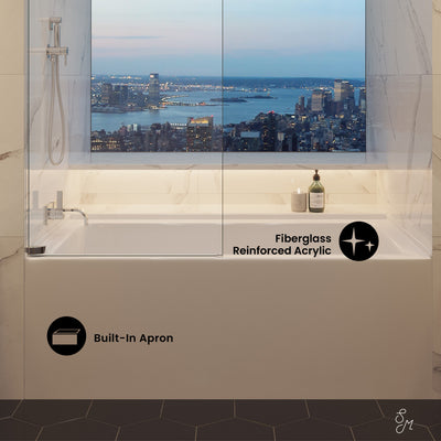 Voltaire 60 x 30 Skirted Left Drain Soaking Apron Bathtub in Glossy White with Integrated Overflow, Drain Included