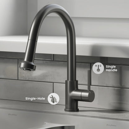 Nouvet Single Handle, Pull-Down Kitchen Faucet in Matte Black