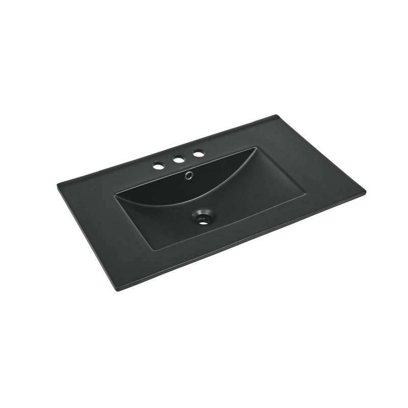 30" 3-Hole Centerset Vanity Sink Top in Matte Black