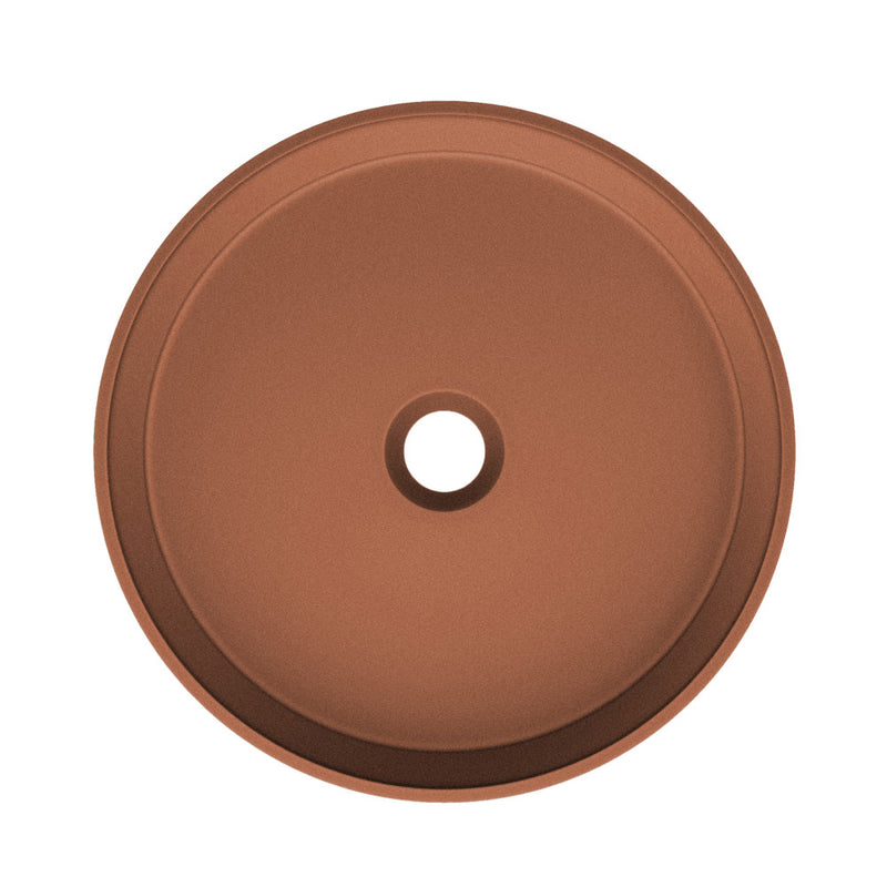 Lisse 14.5" Concrete Round Vessel Sink in Matte Terracotta