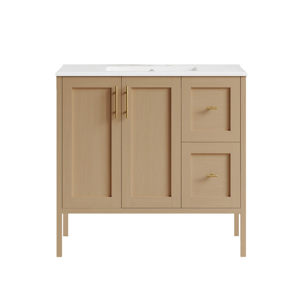 Forme 36" Modular Freestanding Bathroom Vanity with 3-Hole Widespread Top in Natural Oak