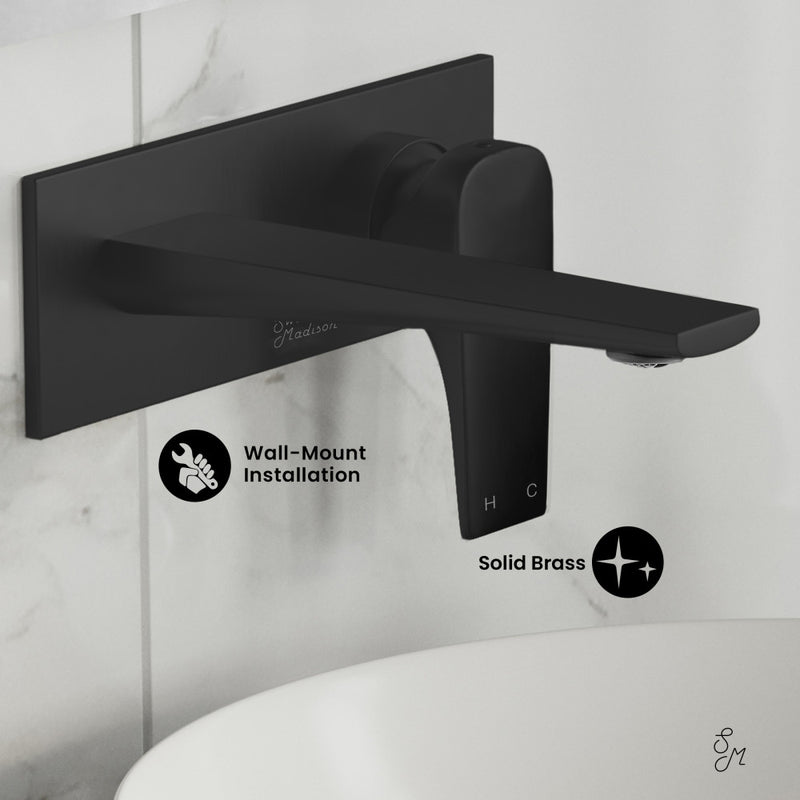 Monaco Single-Handle, Wall-Mount, Bathroom Faucet in Matte Black