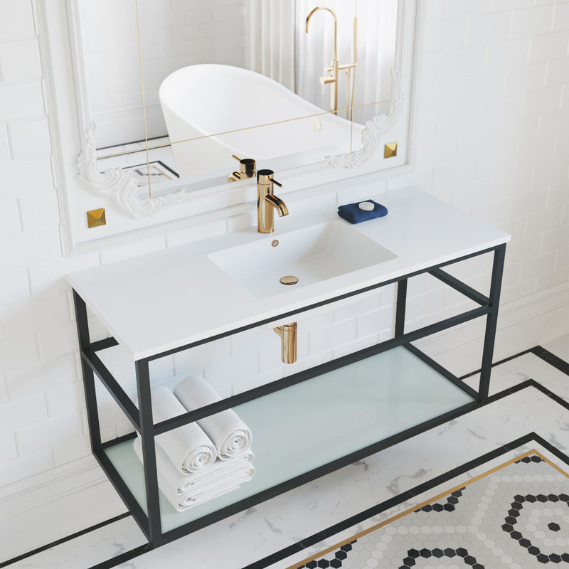 Pierre 48 Single, Metal Frame, Open Shelf, Bathroom Vanity