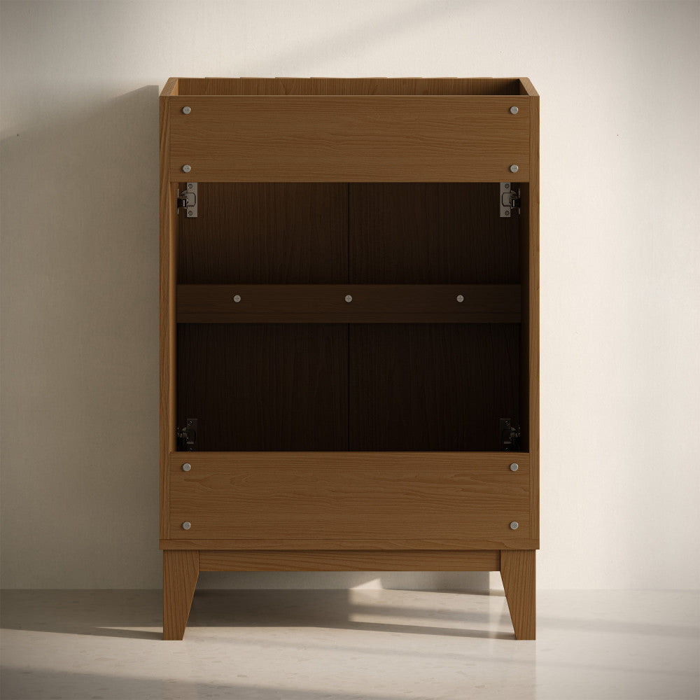 Troyes 24" Freestanding Bathroom Vanity in Brown Oak with Sink Top