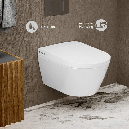 Pur Smart Wall-Hung Toilet with Bidet Bundle with Round Chrome Actuator