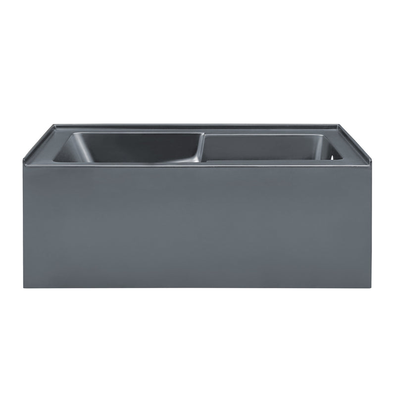 Voltaire 60" x 32" Right-Hand Drain Alcove Bathtub with Apron and Armrest in Matte Grey