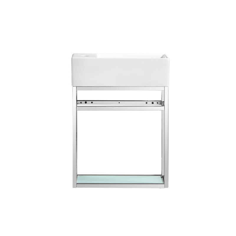 Pierre 19.5 Single, Open Shelf, Chrome Metal Frame Bathroom Vanity