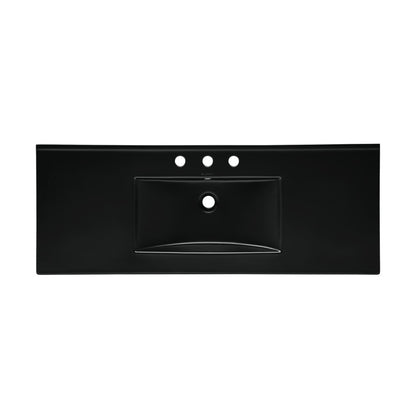 48" 3-Hole Widespread Vanity Sink Top in Glossy Black