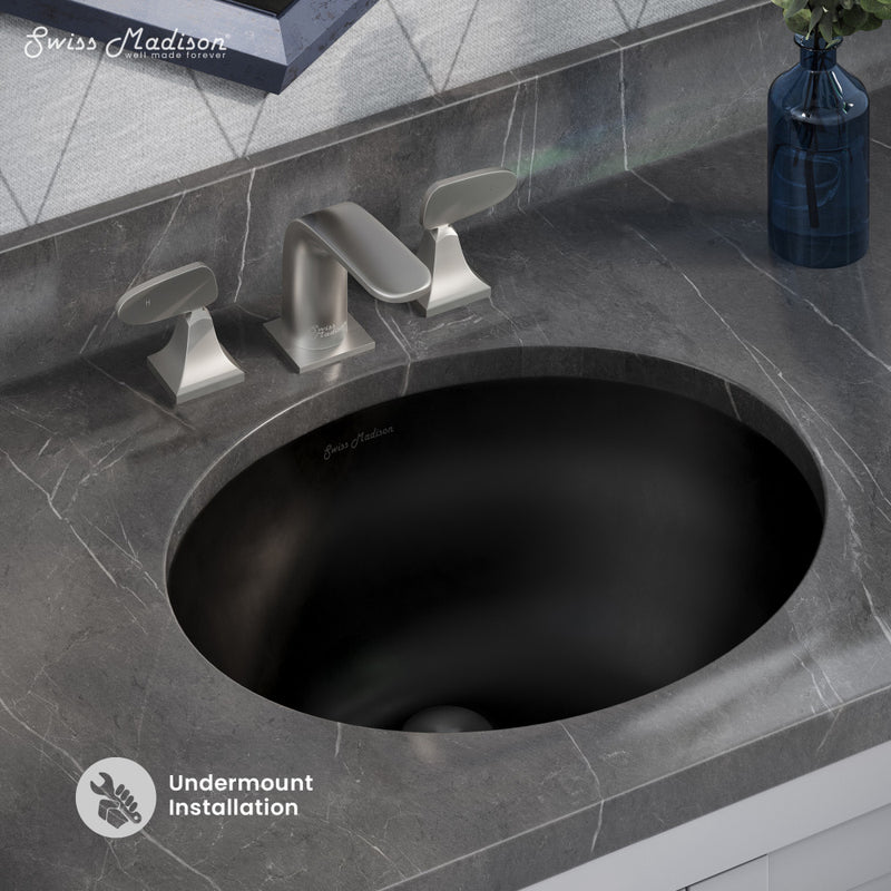 Monaco 19" Ceramic Undermount Bathroom Sink in Matte Black