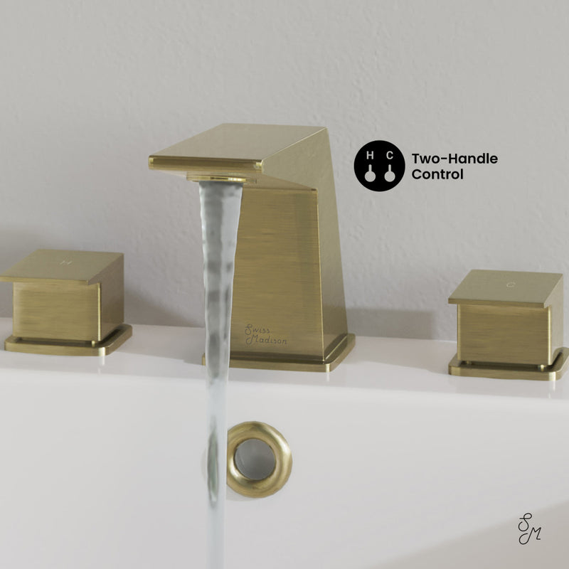 Carre 8 in. Widespread, 2-Handle, Bathroom Faucet in Brushed Gold