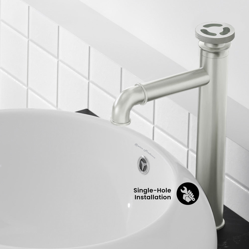 Avallon Single Hole, Single-Handle Wheel, High Arc Bathroom Faucet in Brushed Nickel