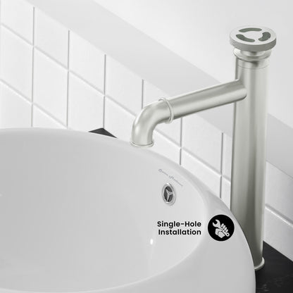 Avallon Single Hole, Single-Handle Wheel, High Arc Bathroom Faucet in Brushed Nickel