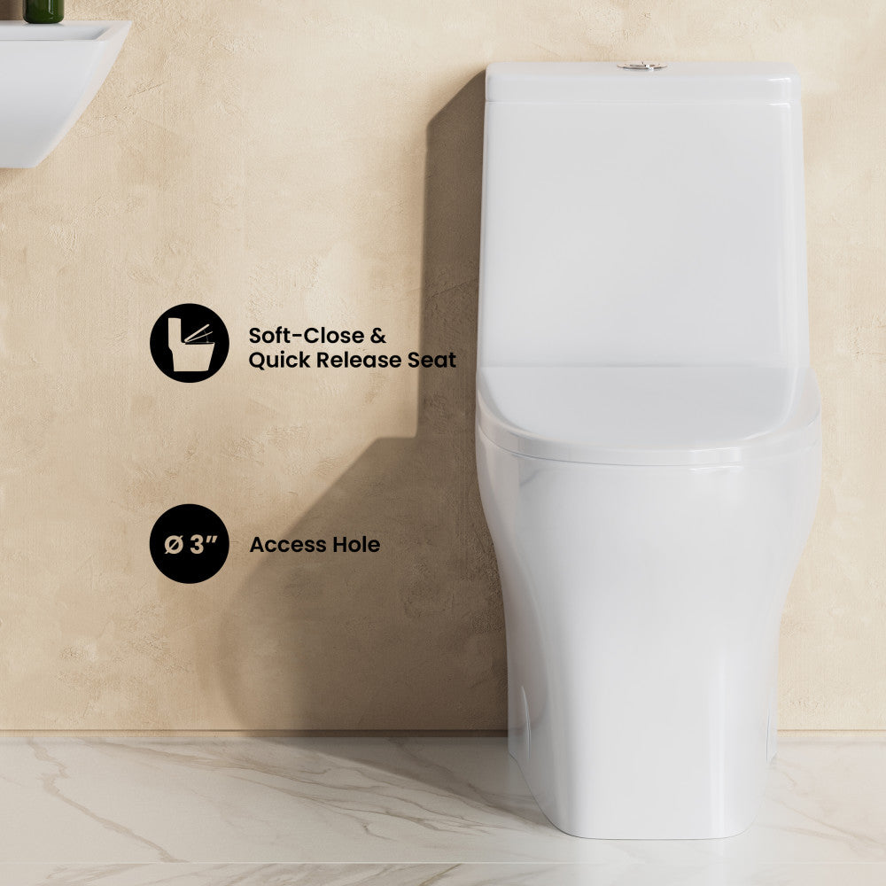 Sublime II One-Piece 10" Rough-in 1.1/1.6 GPF Dual Top Flush Round Compact Toilet in Glossy White
