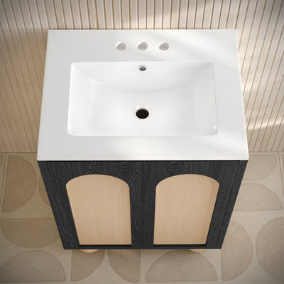 Plaisir II 24" Freestanding Bathroom Vanity in Black Oak with 3-Hole Centerset Sink Top