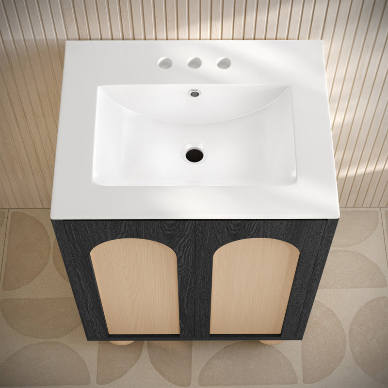 Plaisir II 24" Freestanding Bathroom Vanity in Black Oak with 3-Hole Centerset Sink Top